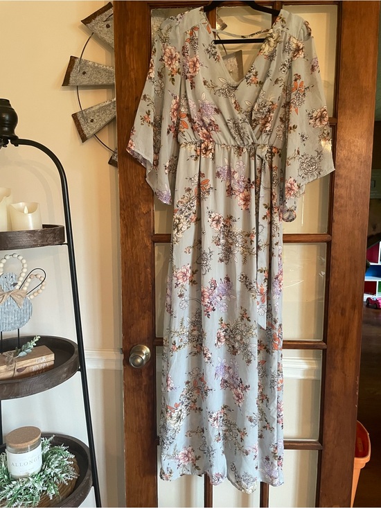 bailey blue Dresses & Skirts - bailey blue Light Blue Floral Wrap Dress